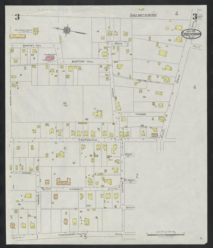 Sanborn Fire Insurance Map from Greensboro, Hale County, Alabama (1925), Sheet #0003 - Complete Map Set gallery image, historic Sanborn map, vintage wall art, Alabama Alabama