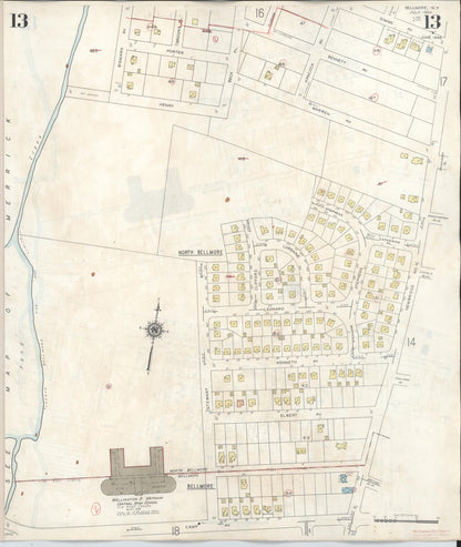 Sanborn Fire Insurance Map from Bellmore, Nassau County, New York (1945), Sheet #0013 - Complete Map Set gallery image, historic Sanborn map, vintage wall art, New York New York