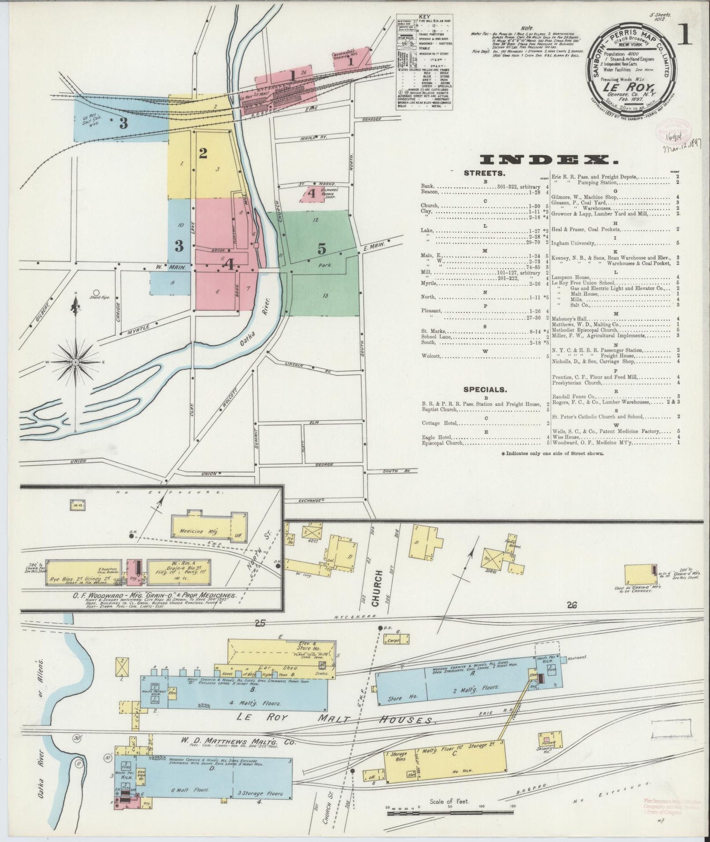 Sanborn Fire Insurance Map from Le Roy, Genesee County, New York. (1897) – Historic Sanborn Fire Insurance Map Print