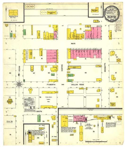 Sanborn Fire Insurance Map from Arlington, Tarrant County, Texas. (1900) – Historic Sanborn Fire Insurance Map Print