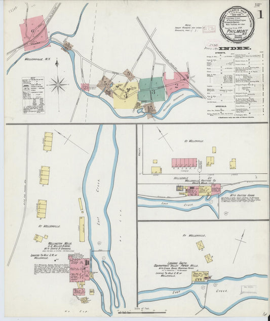Sanborn Fire Insurance Map from Philmont, Columbia County, New York (1892), Sheet #0001 - Complete Map Set gallery image, historic Sanborn map, vintage wall art, New York New York