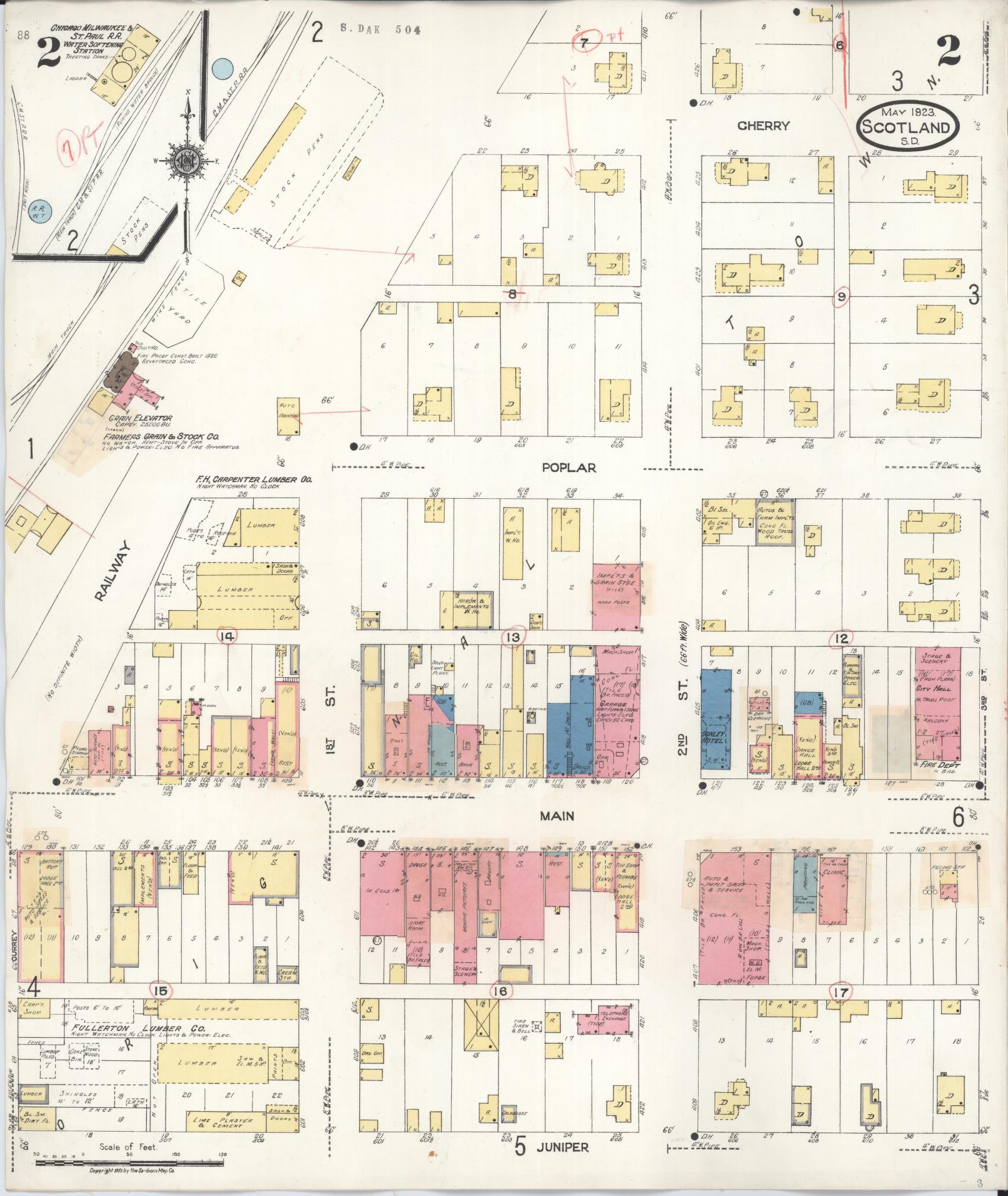 Sanborn Fire Insurance Map from Scotland, Bon Homme County, South Dakota (1935), Sheet #0002 - Historic Sanborn Fire Insurance Map Print, vintage old map wall art, antique decor, genealogy gift, South Dakota South Dakota map