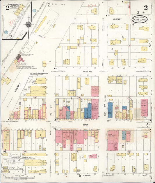 Sanborn Fire Insurance Map from Scotland, Bon Homme County, South Dakota (1935), Sheet #0002 - Historic Sanborn Fire Insurance Map Print, vintage old map wall art, antique decor, genealogy gift, South Dakota South Dakota map