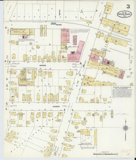 Sanborn Fire Insurance Map from Grand Haven, Ottawa County, Michigan (1912), Sheet #0003 - Historic Sanborn Fire Insurance Map Print, vintage old map wall art, antique decor, genealogy gift, Michigan Michigan map