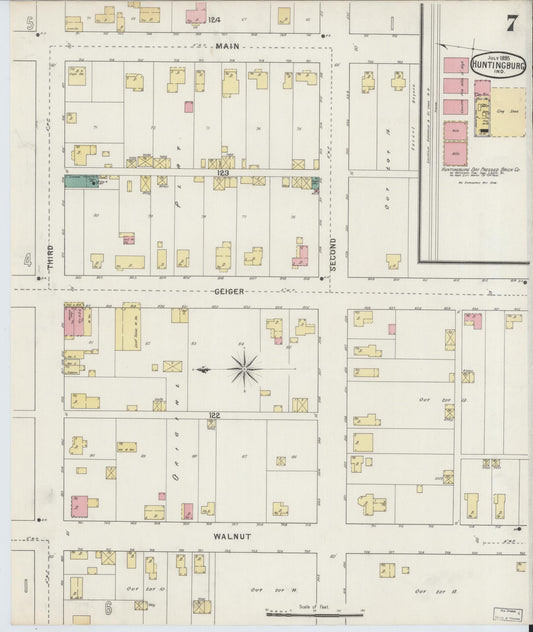 Sanborn Fire Insurance Map from Huntingburg, Dubois County, Indiana (1895), Sheet #0007 - Historic Sanborn Fire Insurance Map Print, vintage old map wall art, antique decor, genealogy gift, Indiana Indiana map