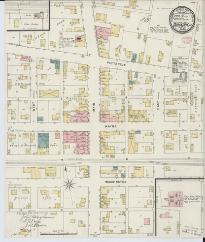 Sanborn Fire Insurance Map from Dunkirk, Hardin County, Ohio (1895), Sheet #0001 - Historic Sanborn Fire Insurance Map Print, vintage old map wall art, antique decor, genealogy gift, Ohio Ohio map