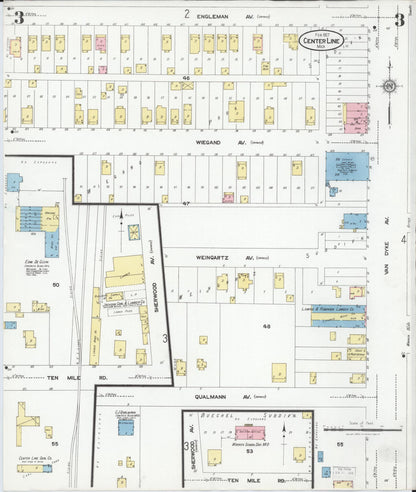 Sanborn Fire Insurance Map from Center Line, Macomb County, Michigan (1927), Sheet #0003 - Complete Map Set gallery image, historic Sanborn map, vintage wall art, Michigan Michigan