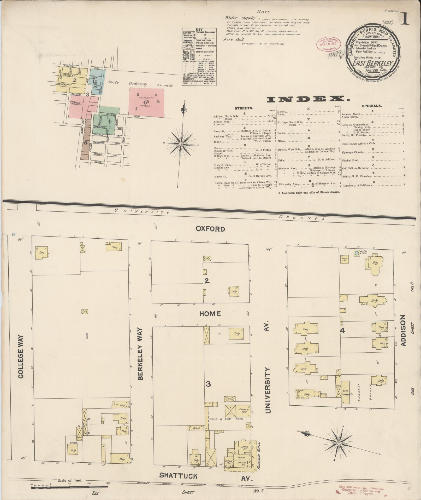 Sanborn Fire Insurance Map from East Berkeley, Alameda County, California. (1890) – Historic Sanborn Fire Insurance Map Print