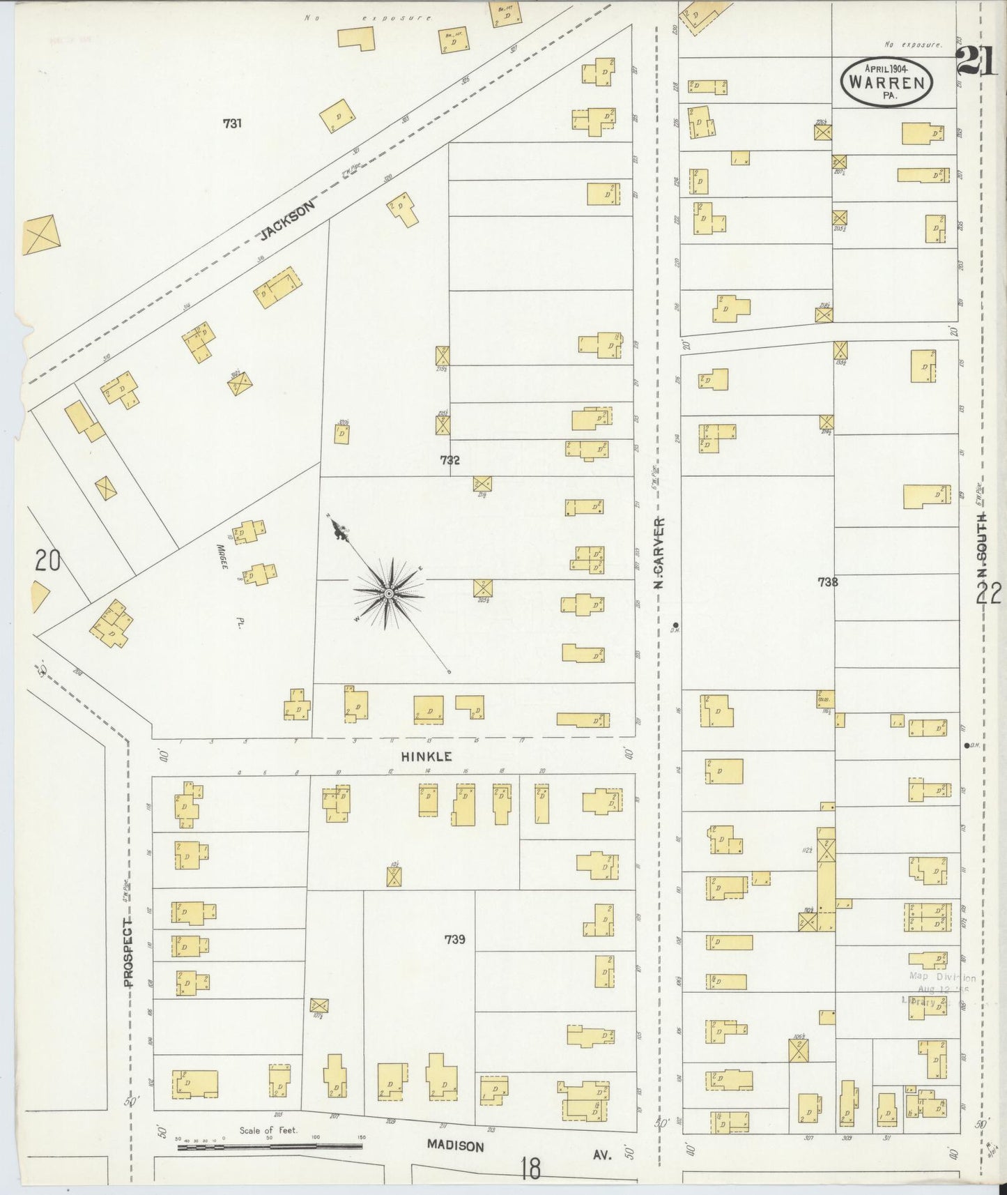 Sanborn Fire Insurance Map from Warren, Warren County, Pennsylvania (1904), Sheet #0021 - Complete Map Set gallery image, historic Sanborn map, vintage wall art, Pennsylvania Pennsylvania
