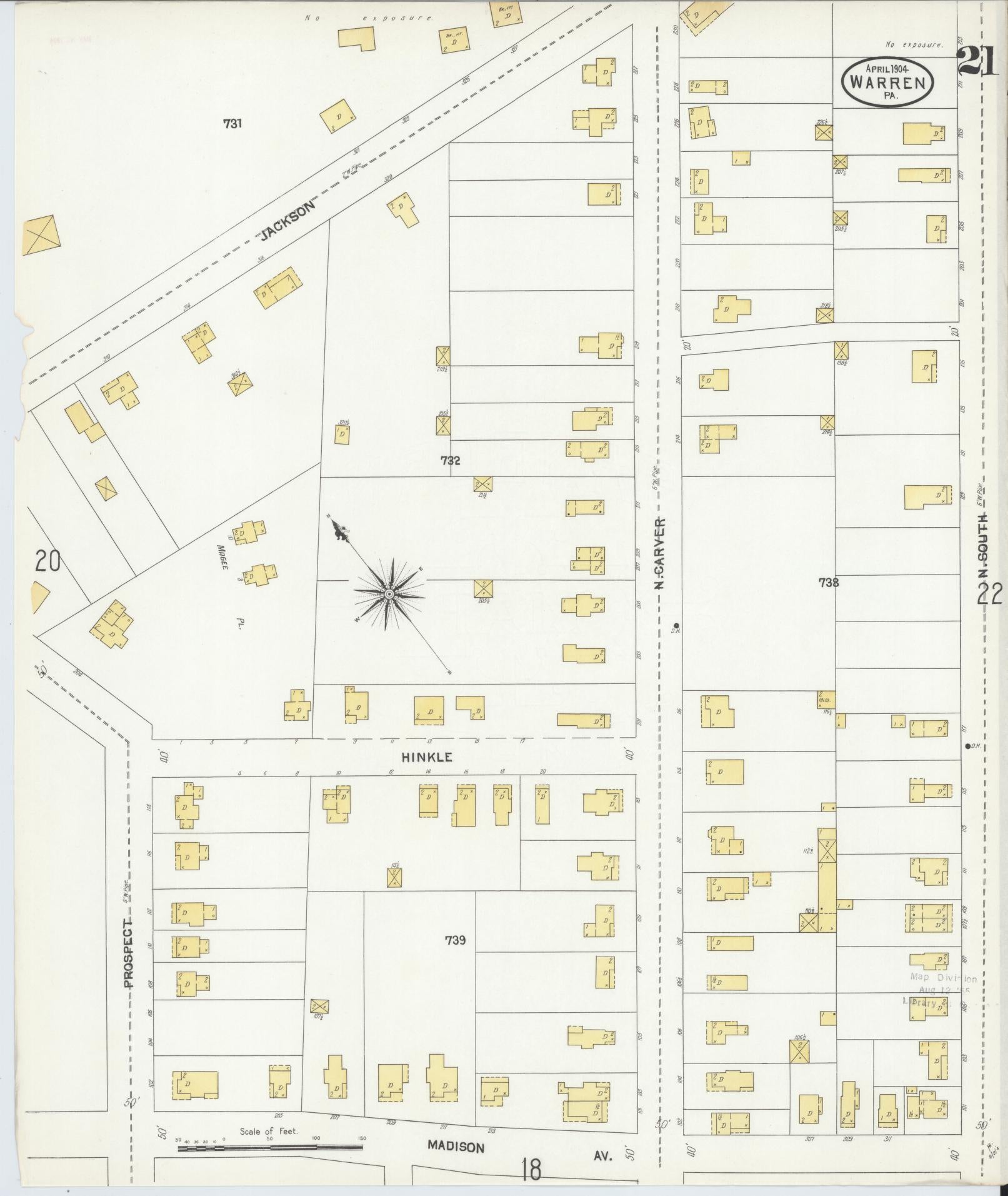 Sanborn Fire Insurance Map from Warren, Warren County, Pennsylvania (1904), Sheet #0021 - Complete Map Set gallery image, historic Sanborn map, vintage wall art, Pennsylvania Pennsylvania