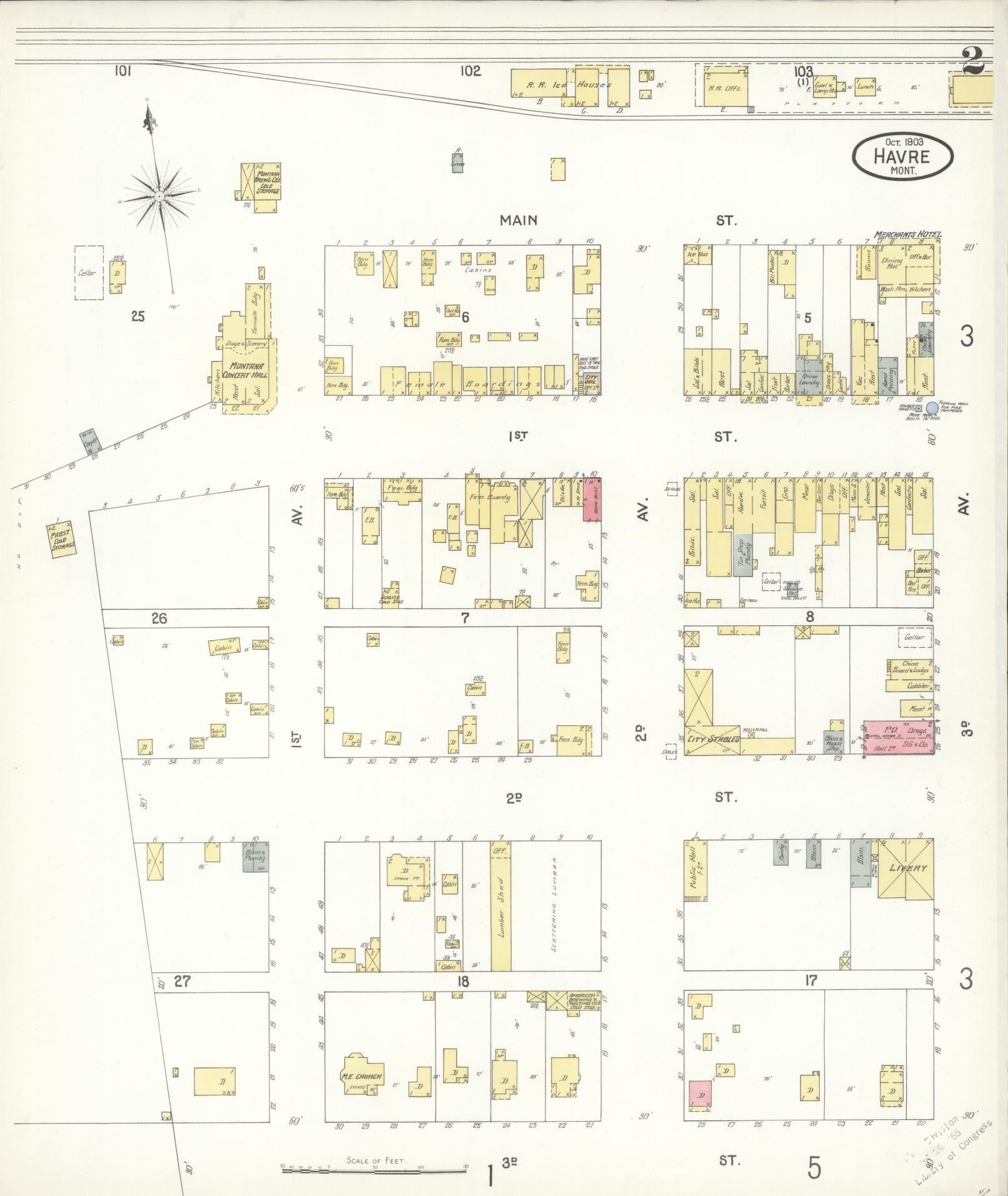 Sanborn Fire Insurance Map from Havre, Hill County, Montana (1903), Sheet #0002 - Historic Sanborn Fire Insurance Map Print, vintage old map wall art, antique decor, genealogy gift, Montana Montana map