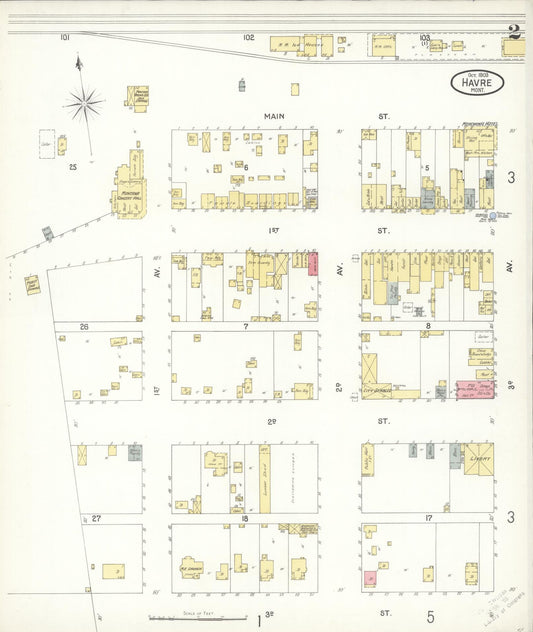 Sanborn Fire Insurance Map from Havre, Hill County, Montana (1903), Sheet #0002 - Historic Sanborn Fire Insurance Map Print, vintage old map wall art, antique decor, genealogy gift, Montana Montana map