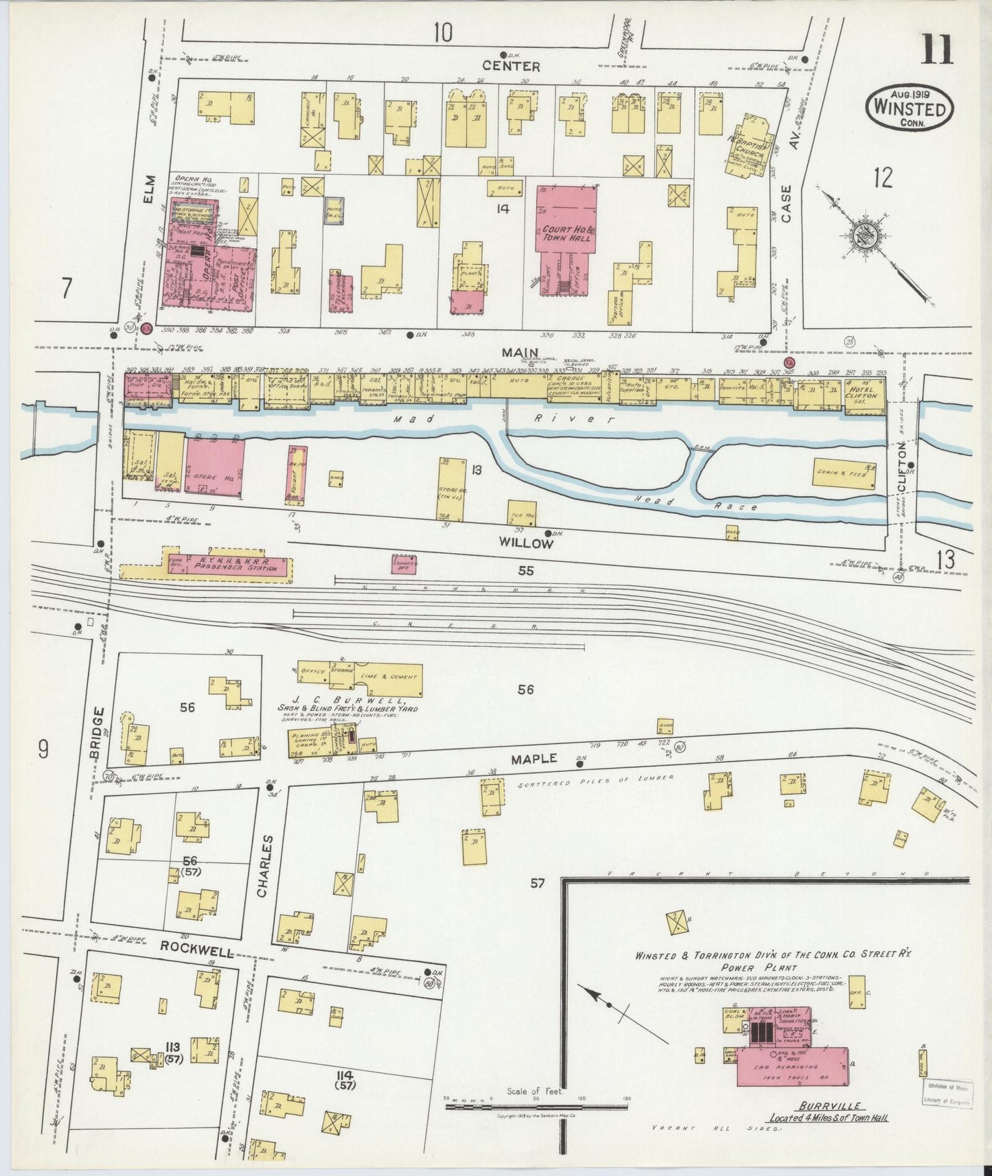 Sanborn Fire Insurance Map from Winsted, Litchfield County, Connecticut (1919), Sheet #0011 - Complete Map Set gallery image, historic Sanborn map, vintage wall art, Connecticut Connecticut