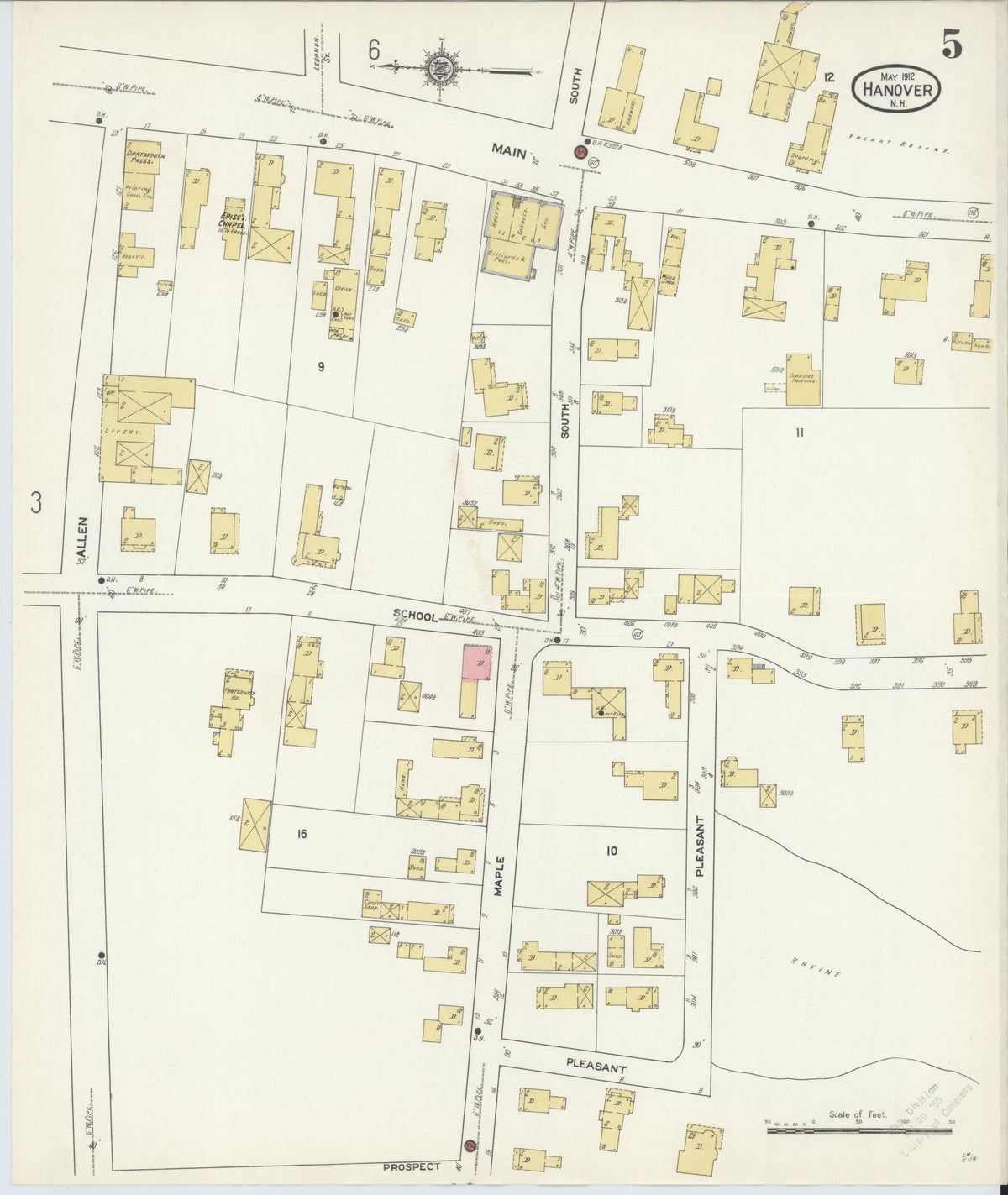 Sanborn Fire Insurance Map from Hanover, Grafton County, New Hampshire (1912), Sheet #0005 - Complete Map Set gallery image, historic Sanborn map, vintage wall art, New Hampshire New Hampshire