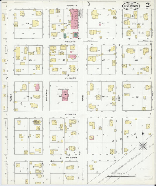 Sanborn Fire Insurance Map from Lewistown, Fulton County, Illinois (1909), Sheet #0002 - Historic Sanborn Fire Insurance Map Print, vintage old map wall art, antique decor, genealogy gift, Illinois Illinois map