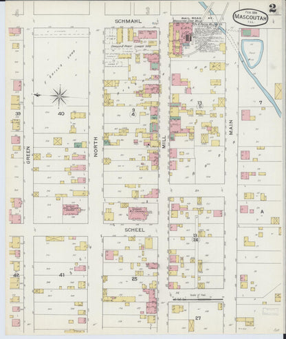 Sanborn Fire Insurance Map from Mascoutah, Saint Clair County, Illinois (1894), Sheet #0002 - Historic Sanborn Fire Insurance Map Print, vintage old map wall art, antique decor, genealogy gift, Illinois Illinois map