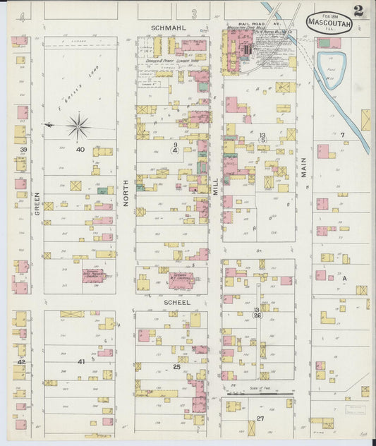 Sanborn Fire Insurance Map from Mascoutah, Saint Clair County, Illinois (1894), Sheet #0002 - Historic Sanborn Fire Insurance Map Print, vintage old map wall art, antique decor, genealogy gift, Illinois Illinois map