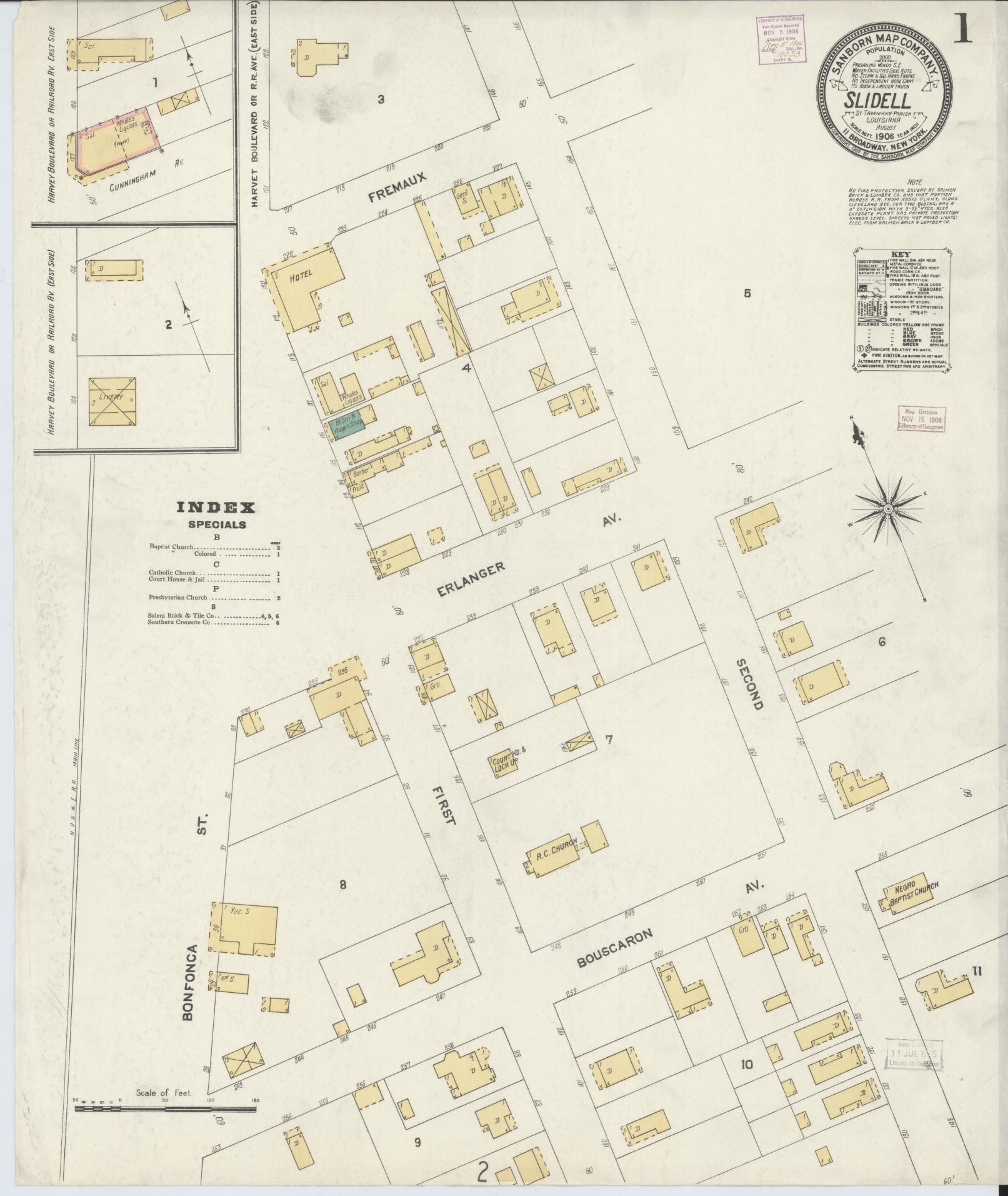 Sanborn Fire Insurance Map from Slidell, Saint Tammany Parish, Louisiana. (1906) – Historic Sanborn Fire Insurance Map Print