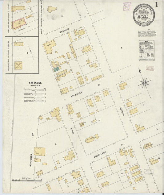 Sanborn Fire Insurance Map from Slidell, Saint Tammany Parish, Louisiana. (1906) – Historic Sanborn Fire Insurance Map Print