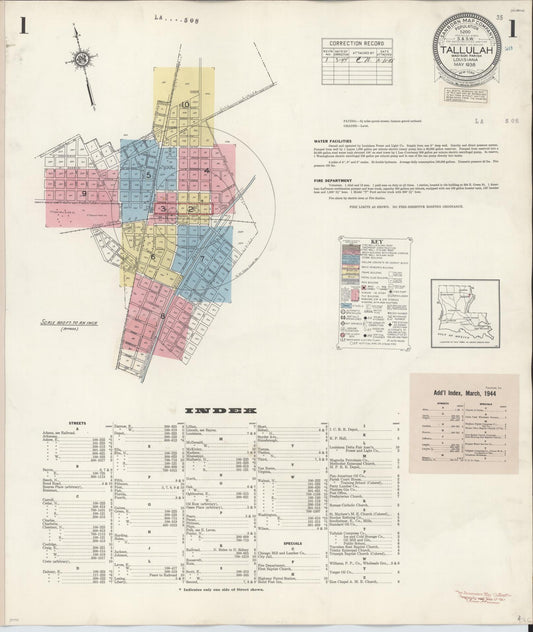 Sanborn Fire Insurance Map from Tallulah, Madison Parish, Louisiana. (1944) – Historic Sanborn Fire Insurance Map Print