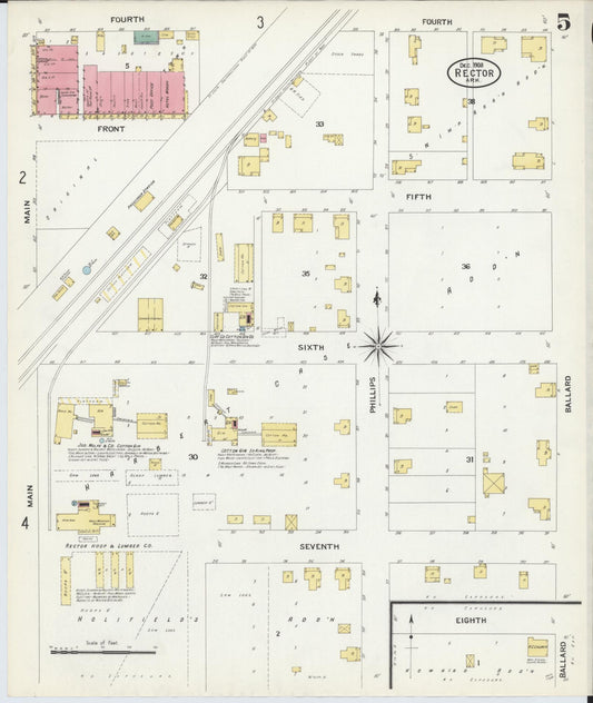 Sanborn Fire Insurance Map from Rector, Clay County, Arkansas (1908), Sheet #0005 - Historic Sanborn Fire Insurance Map Print, vintage old map wall art, antique decor, genealogy gift, Arkansas Arkansas map