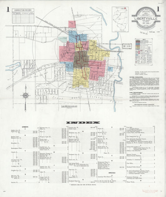 Sanborn Fire Insurance Map from Libertyville, Lake County, Illinois (1933), Sheet #0001 - Complete Map Set gallery image, historic Sanborn map, vintage wall art, Illinois Illinois