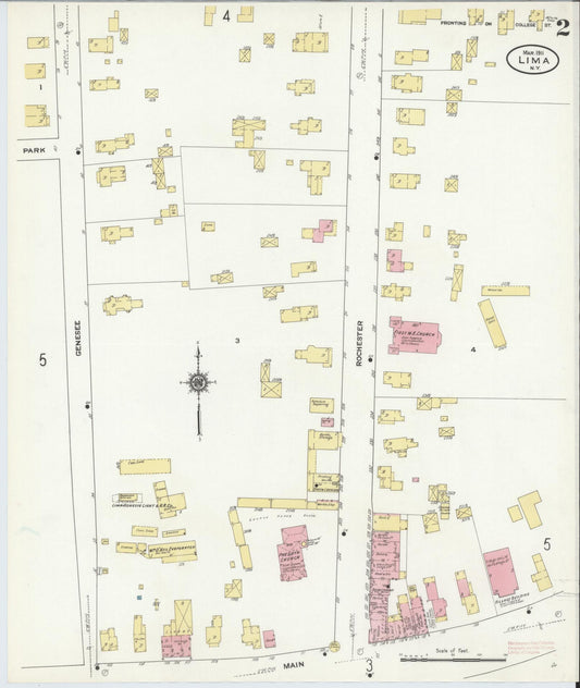Sanborn Fire Insurance Map from Lima, Livingston County, New York (1911), Sheet #0002 - Historic Sanborn Fire Insurance Map Print, vintage old map wall art, antique decor, genealogy gift, New York New York map