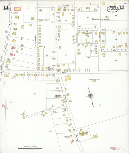 Sanborn Fire Insurance Map from Glasgow, Barren County, Kentucky (1923), Sheet #0014 - Complete Map Set gallery image, historic Sanborn map, vintage wall art, Kentucky Kentucky