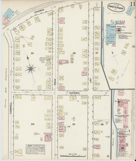Sanborn Fire Insurance Map from Amsterdam, Montgomery County, New York (1884), Sheet #0011 - Historic Sanborn Fire Insurance Map Print, vintage old map wall art, antique decor, genealogy gift, New York New York map
