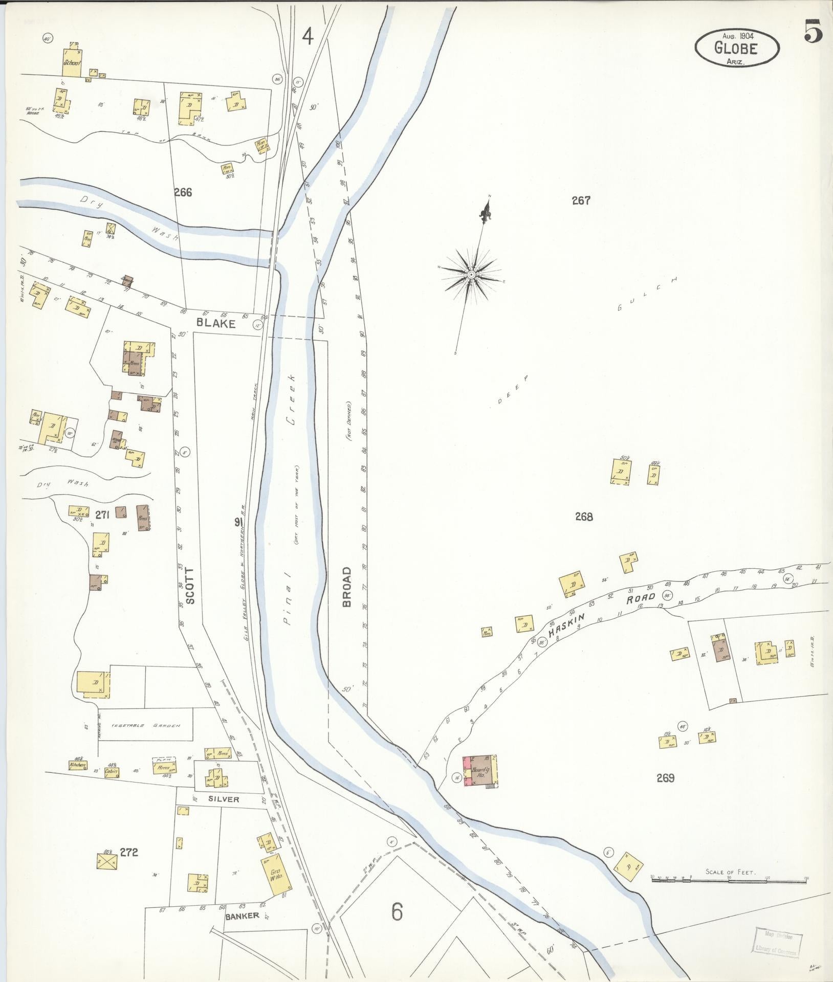 Sanborn Fire Insurance Map from Globe, Gila County, Arizona (1904), Sheet #0005 - Complete Map Set gallery image, historic Sanborn map, vintage wall art, Arizona Arizona