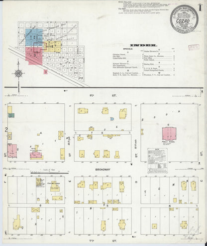 Sanborn Fire Insurance Map from Cozad, Dawson County, Nebraska (1909), Sheet #0001 - Complete Map Set gallery image, historic Sanborn map, vintage wall art, Nebraska Nebraska