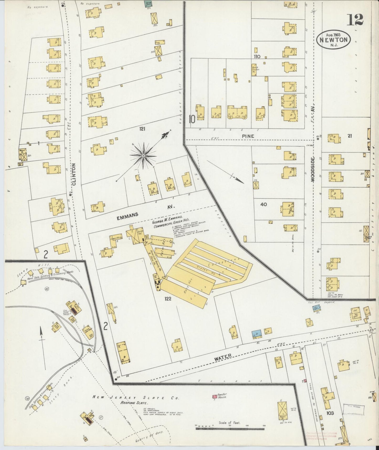 Sanborn Fire Insurance Map from Newton, Sussex County, New Jersey (1903), Sheet #0012 - Historic Sanborn Fire Insurance Map Print, vintage old map wall art, antique decor, genealogy gift, New Jersey New Jersey map