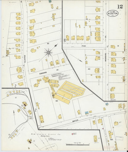 Sanborn Fire Insurance Map from Newton, Sussex County, New Jersey (1903), Sheet #0012 - Historic Sanborn Fire Insurance Map Print, vintage old map wall art, antique decor, genealogy gift, New Jersey New Jersey map