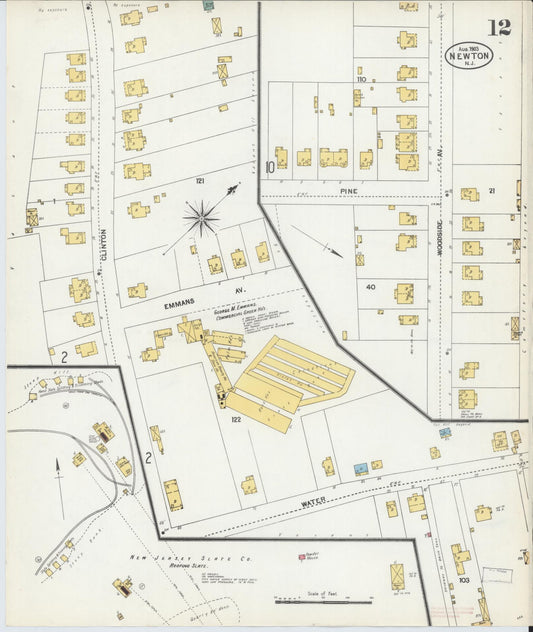 Sanborn Fire Insurance Map from Newton, Sussex County, New Jersey (1903), Sheet #0012 - Historic Sanborn Fire Insurance Map Print, vintage old map wall art, antique decor, genealogy gift, New Jersey New Jersey map