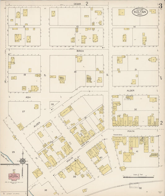 Sanborn Fire Insurance Map from Sultan, Snohomish County, Washington (1913), Sheet #0003 - Historic Sanborn Fire Insurance Map Print, vintage old map wall art, antique decor, genealogy gift, Washington Washington map