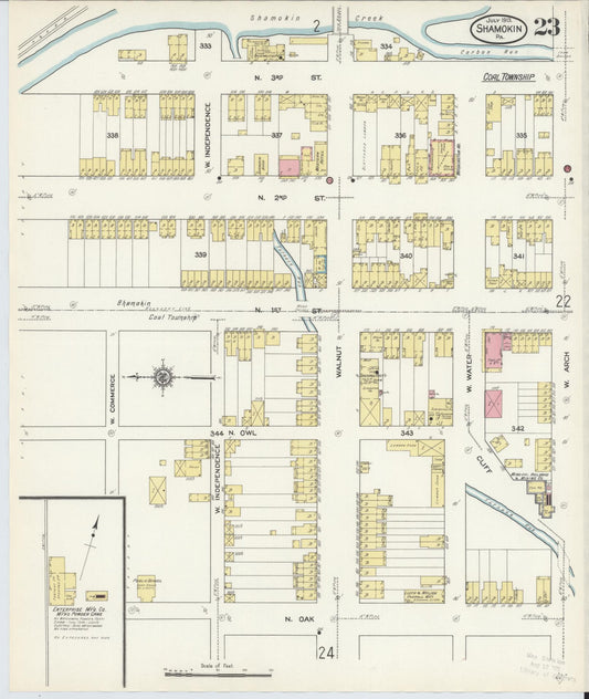 Sanborn Fire Insurance Map from Shamokin, Northumberland County, Pennsylvania (1913), Sheet #0023 - Historic Sanborn Fire Insurance Map Print, vintage old map wall art, antique decor, genealogy gift, Pennsylvania Pennsylvania map
