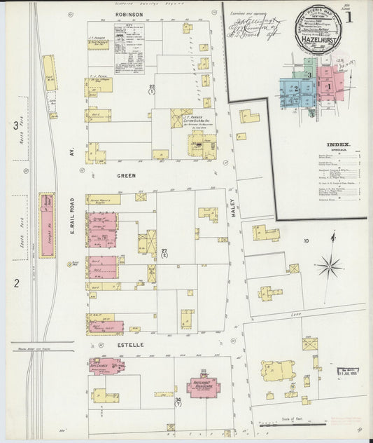 Sanborn Fire Insurance Map from Hazlehurst, Copiah County, Mississippi (1897), Sheet #0001 - Complete Map Set gallery image, historic Sanborn map, vintage wall art, Mississippi Mississippi