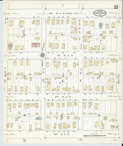Sanborn Fire Insurance Map from Aberdeen, Brown County, South Dakota (1912), Sheet #0011 - Complete Map Set gallery image, historic Sanborn map, vintage wall art, South Dakota South Dakota