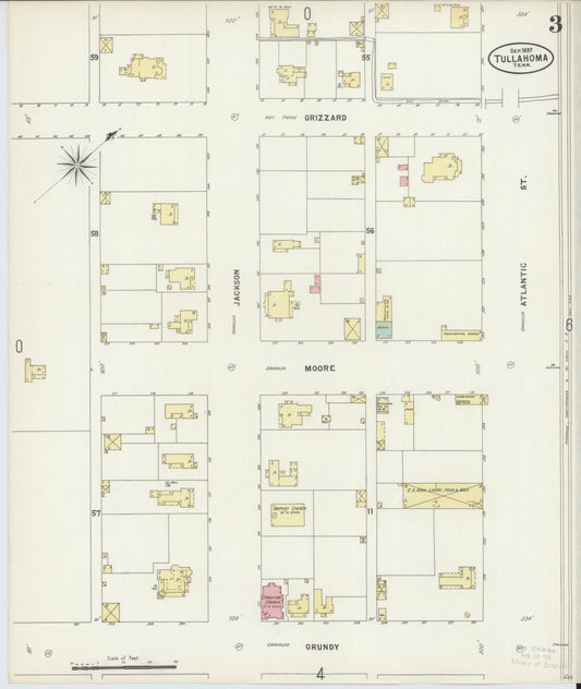 Sanborn Fire Insurance Map from Tullahoma, Coffee County, Tennessee (1897), Sheet #0003 - Historic Sanborn Fire Insurance Map Print, vintage old map wall art, antique decor, genealogy gift, Tennessee Tennessee map