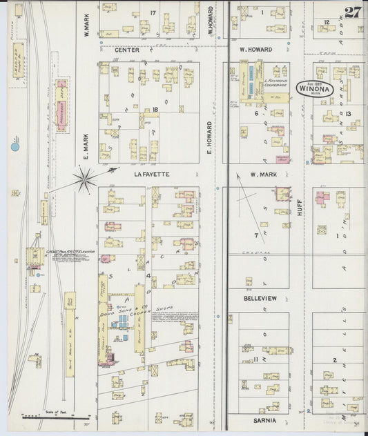 Sanborn Fire Insurance Map from Winona, Winona County, Minnesota (1889), Sheet #0027 - Historic Sanborn Fire Insurance Map Print, vintage old map wall art, antique decor, genealogy gift, Minnesota Minnesota map