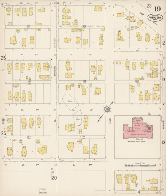 Sanborn Fire Insurance Map from Aberdeen, Grays Harbor County, Washington (1914), Sheet #0019 - Historic Sanborn Fire Insurance Map Print, vintage old map wall art, antique decor, genealogy gift, Washington Washington map
