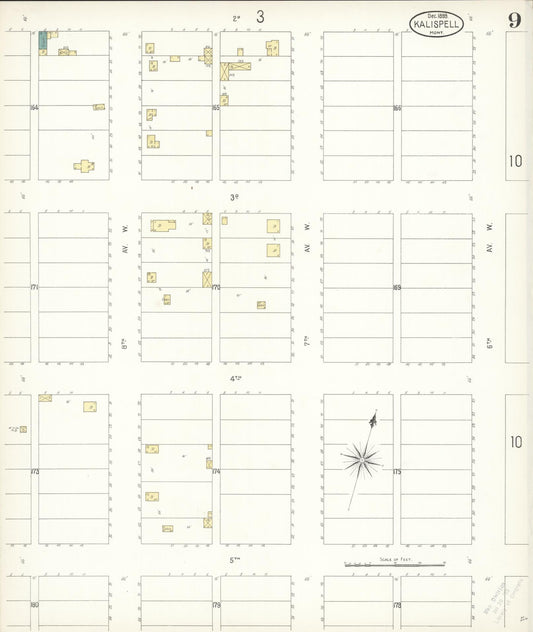 Sanborn Fire Insurance Map from Kalispell, Flathead County, Montana (1899), Sheet #0009 - Historic Sanborn Fire Insurance Map Print, vintage old map wall art, antique decor, genealogy gift, Montana Montana map