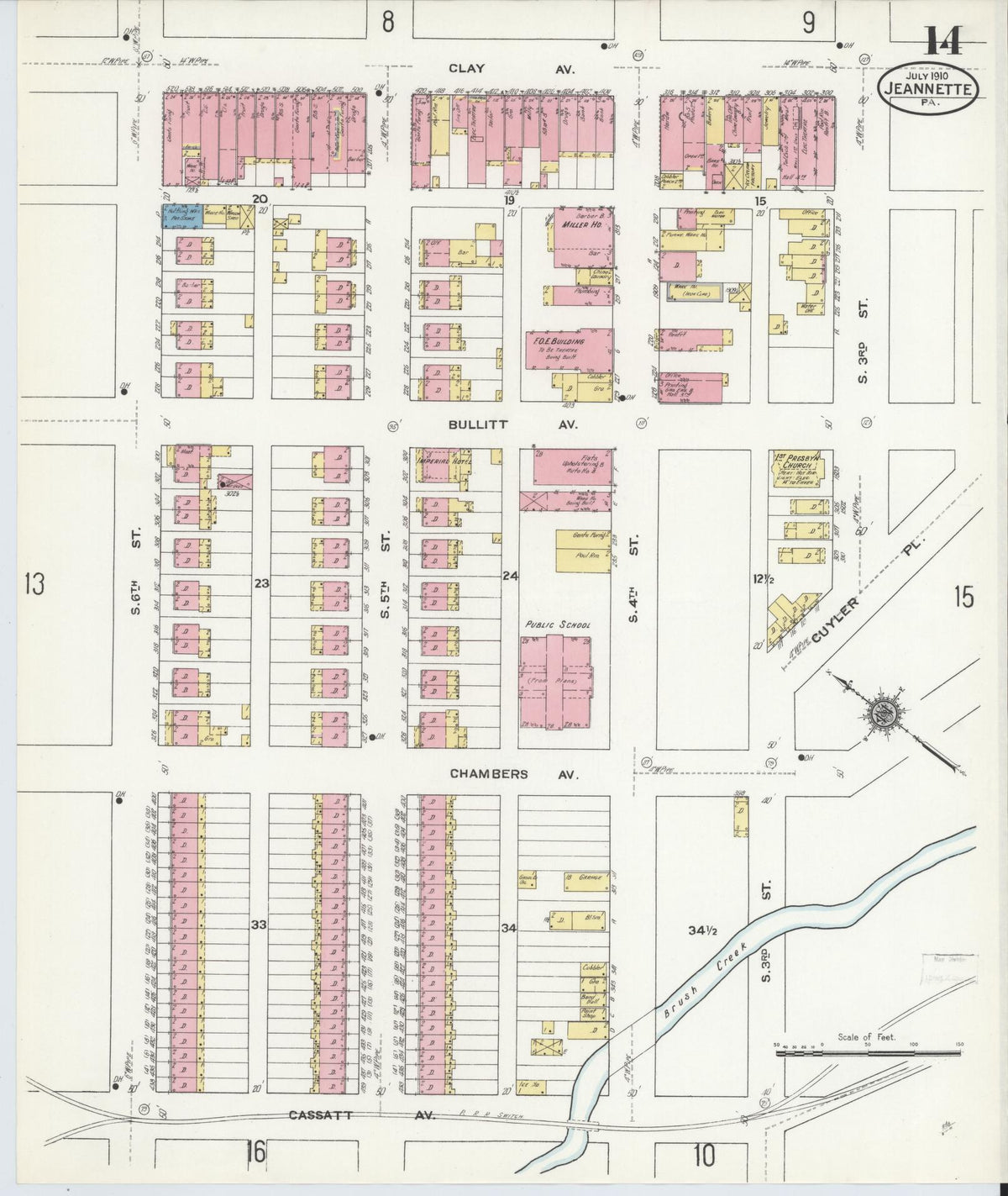 Sanborn Fire Insurance Map from Jeannette, Westmoreland County, Pennsylvania (1910), Sheet #0014 - Complete Map Set gallery image, historic Sanborn map, vintage wall art, Pennsylvania Pennsylvania