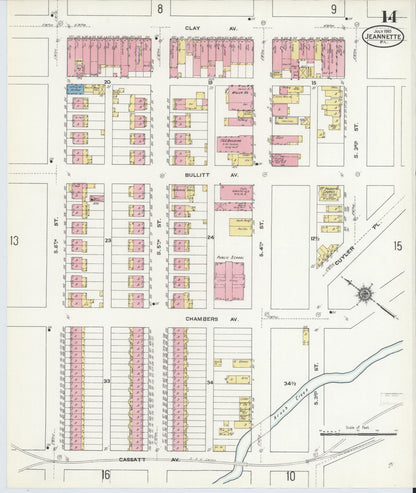 Sanborn Fire Insurance Map from Jeannette, Westmoreland County, Pennsylvania (1910), Sheet #0014 - Complete Map Set gallery image, historic Sanborn map, vintage wall art, Pennsylvania Pennsylvania
