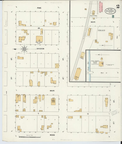 Sanborn Fire Insurance Map from Hersey, Osceola County, Michigan (1900), Sheet #0002 - Complete Map Set gallery image, historic Sanborn map, vintage wall art, Michigan Michigan