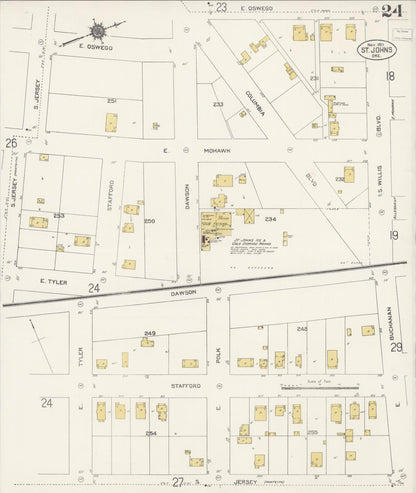 Sanborn Fire Insurance Map from Saint Johns, Multnomah County, Oregon (1911), Sheet #0024 - Complete Map Set gallery image, historic Sanborn map, vintage wall art, Oregon Oregon