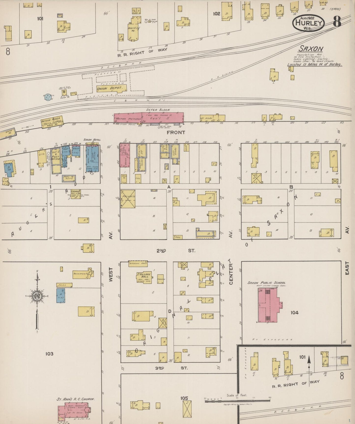 Sanborn Fire Insurance Map from Hurley, Iron County, Wisconsin (1922), Sheet #0008 - Complete Map Set gallery image, historic Sanborn map, vintage wall art, Wisconsin Wisconsin