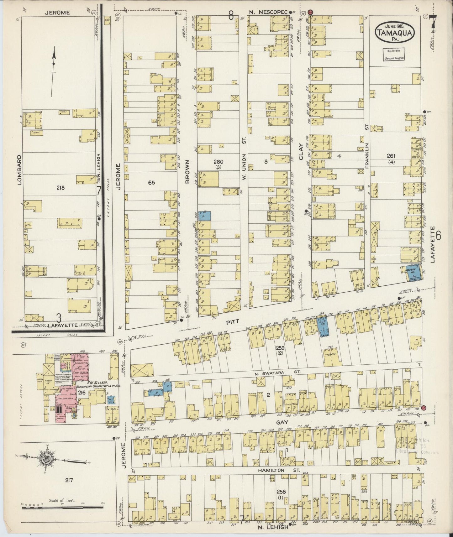 Sanborn Fire Insurance Map from Tamaqua, Schuylkill County, Pennsylvania (1915), Sheet #0007 - Complete Map Set gallery image, historic Sanborn map, vintage wall art, Pennsylvania Pennsylvania