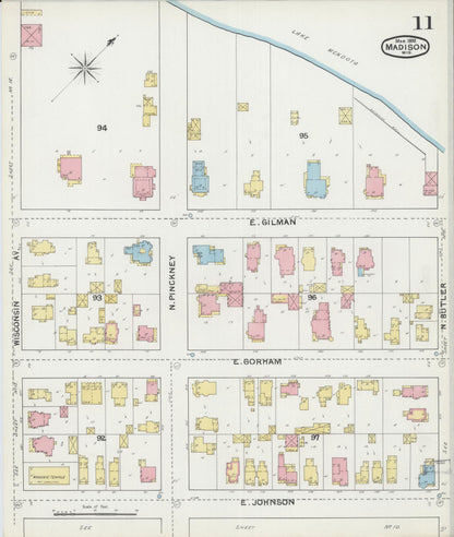 Sanborn Fire Insurance Map from Madison, Dane County, Wisconsin (1892), Sheet #0011 - Complete Map Set gallery image, historic Sanborn map, vintage wall art, Wisconsin Wisconsin