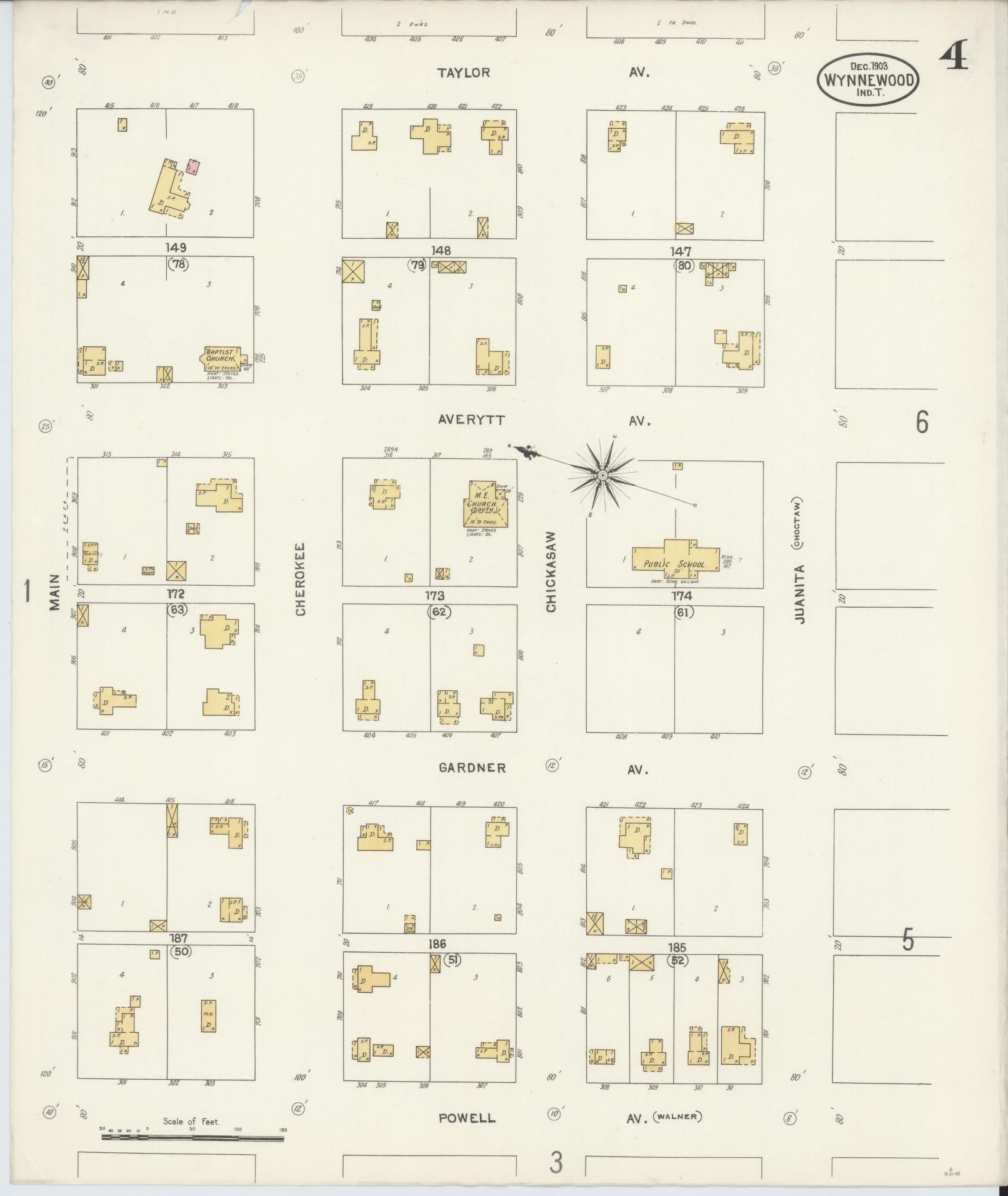 Sanborn Fire Insurance Map from Wynnewood, Garvin County, Oklahoma (1903), Sheet #0004 - Historic Sanborn Fire Insurance Map Print, vintage old map wall art, antique decor, genealogy gift, Oklahoma Oklahoma map